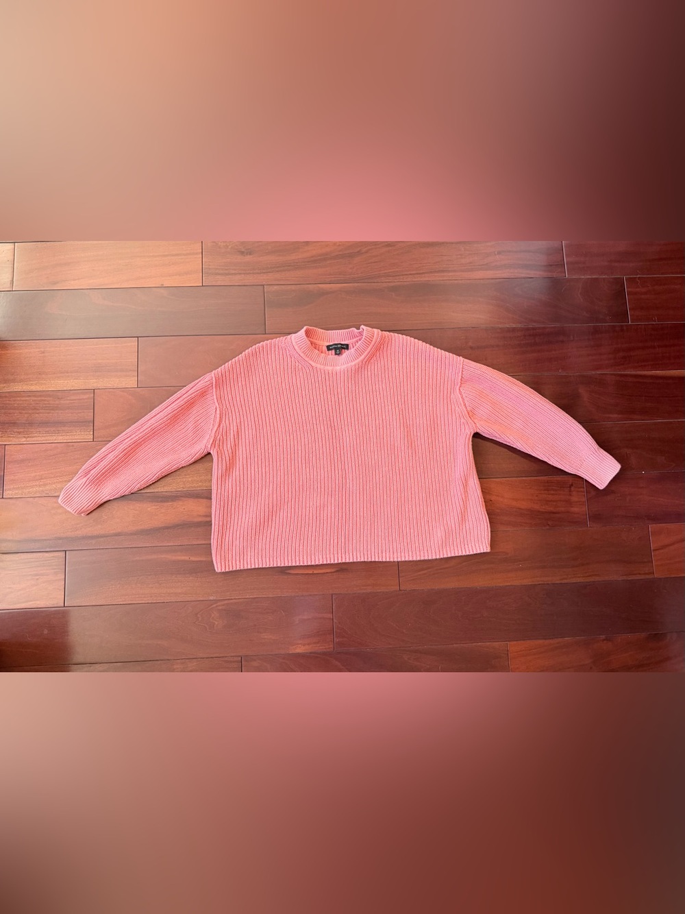 Banana Republic XS Salmon Orange Chunky Knit Oversized Cropped 100% Cotton